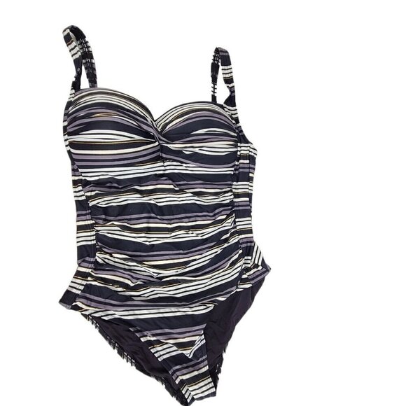 Bond-Eye Nip Tuck Joanne Black Nautical Striped One-Piece Multicup Swimsuit - Picture 1 of 9